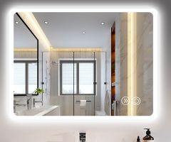 مرايا مستطيلة باضاءة ليد باللمس + عازل بخار مقاس 80*60سم